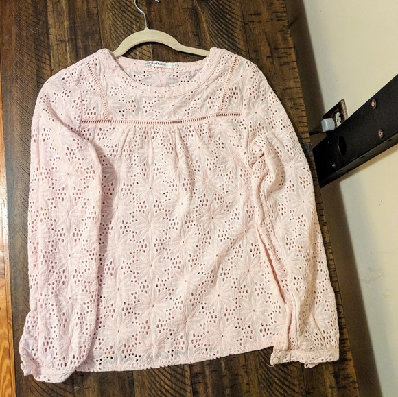 Laffaire blush pink crocheted blouse. - Picture 3 of 3